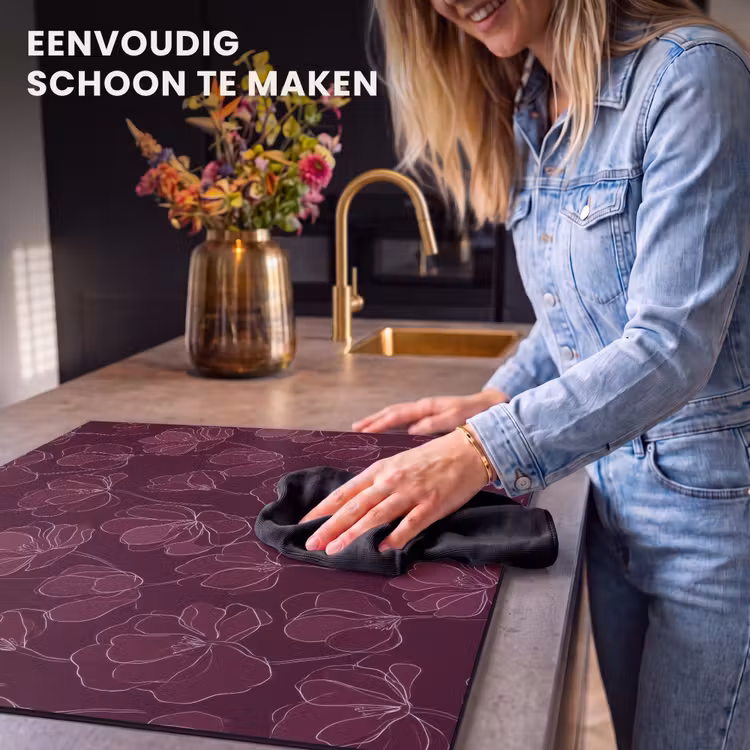 Inductie beschermer - Bloemen - Patroon - Bordeauxrood — 6
