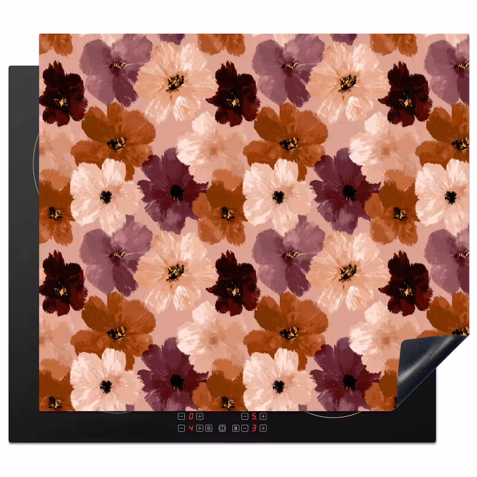 Inductie beschermer - Bloemen - Abstract - Aardetinten — 1