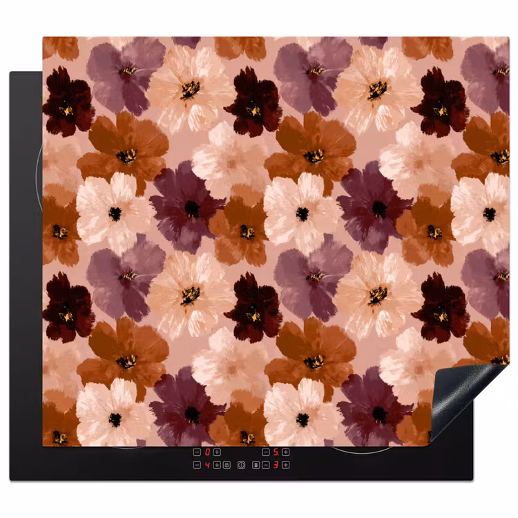 Inductie beschermer - Bloemen - Abstract - Aardetinten