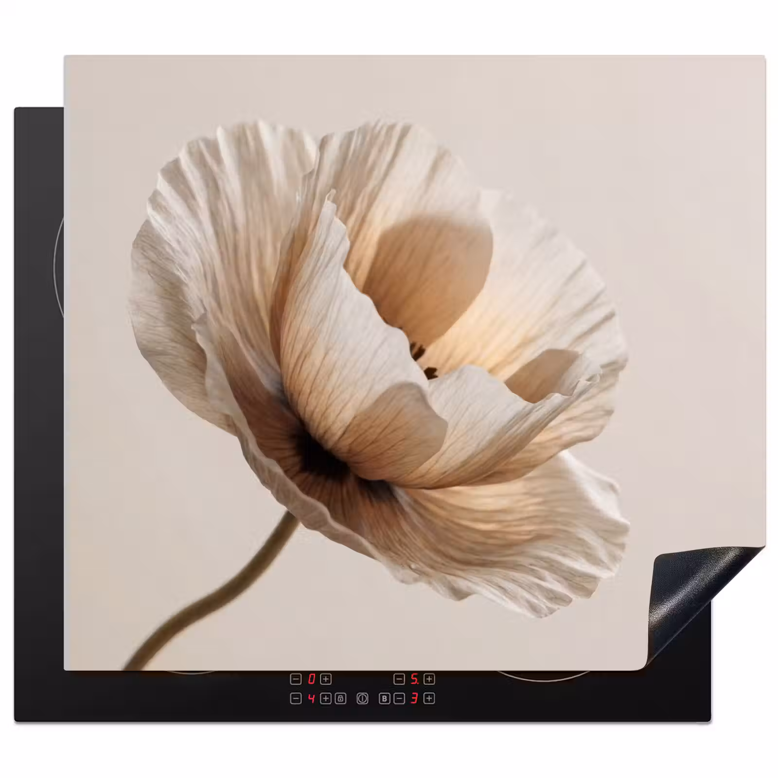 Inductie beschermer - Bloem - Beige - Crème — 1