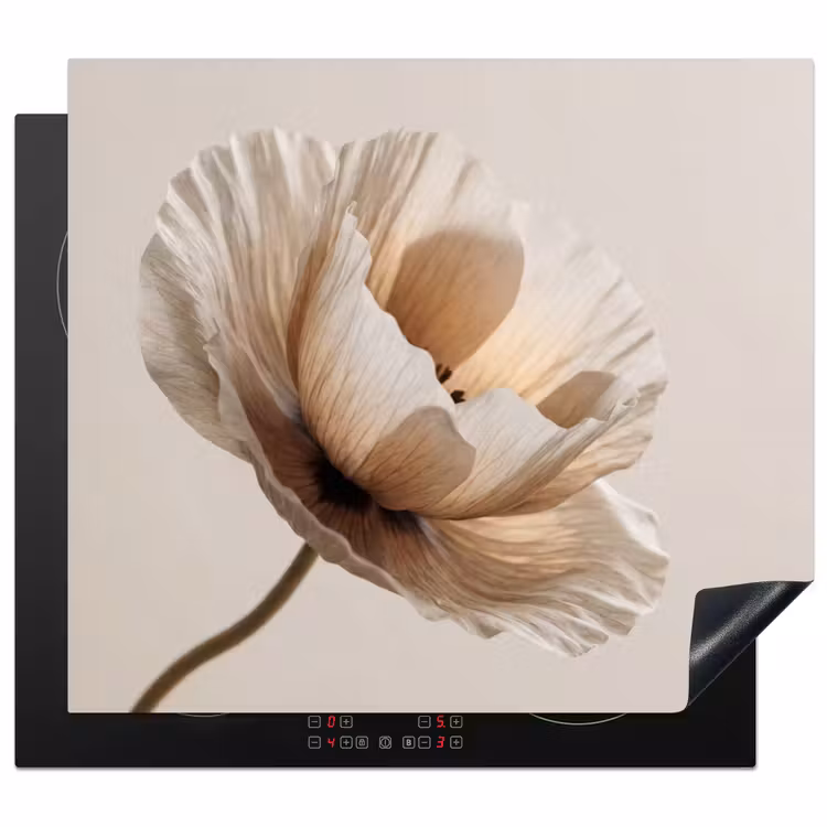 Inductie beschermer - Bloem - Beige - Crème
