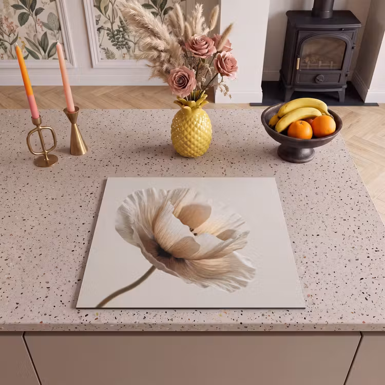 Inductie beschermer - Bloem - Beige - Crème — 2