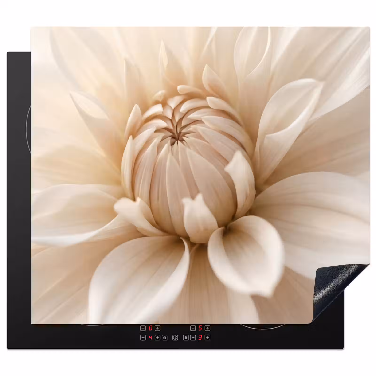 Inductie beschermer - Bloem - Dahlia - Wit — 1