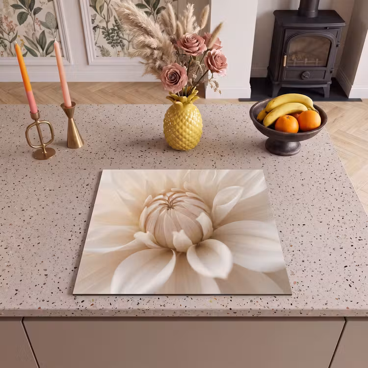 Inductie beschermer - Bloem - Dahlia - Wit — 2