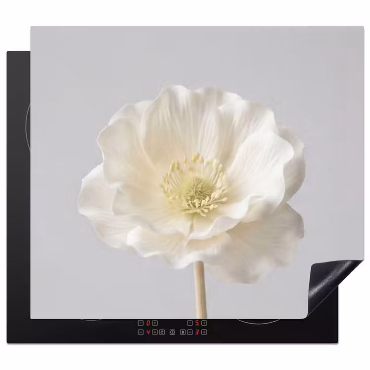 Inductie beschermer - Bloem - Minimalistisch -Wit