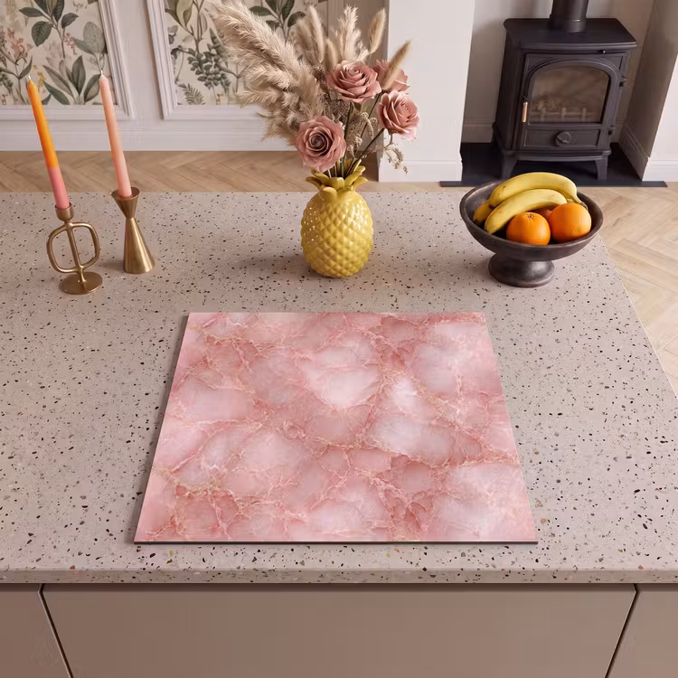 Inductie beschermer - Roze - Kwarts - Goud - Marmer — 2
