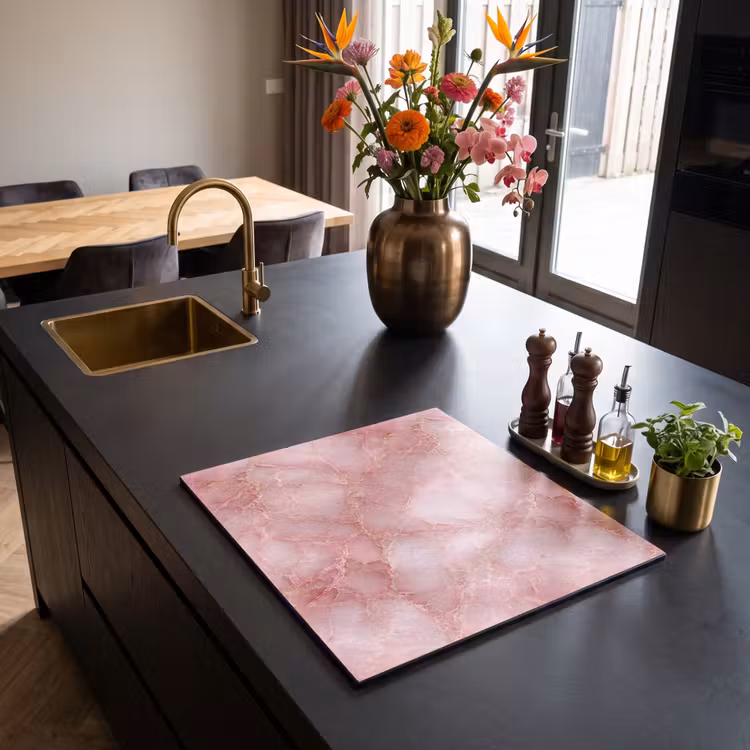 Inductie beschermer - Roze - Kwarts - Goud - Marmer — 5