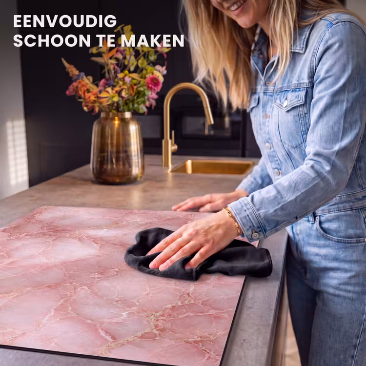 Inductie beschermer - Roze - Kwarts - Goud - Marmer — 6