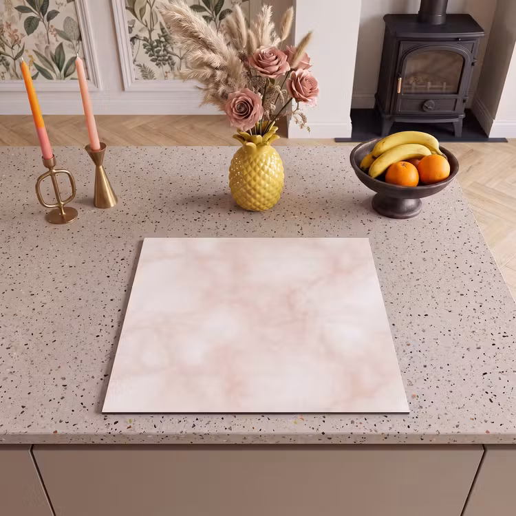 Inductie beschermer - Roze - Marmer - Crème — 2