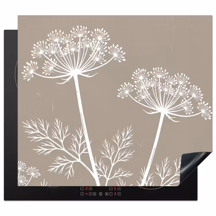 Inductie beschermer - Grafisch - Fluitenkruid - Taupe