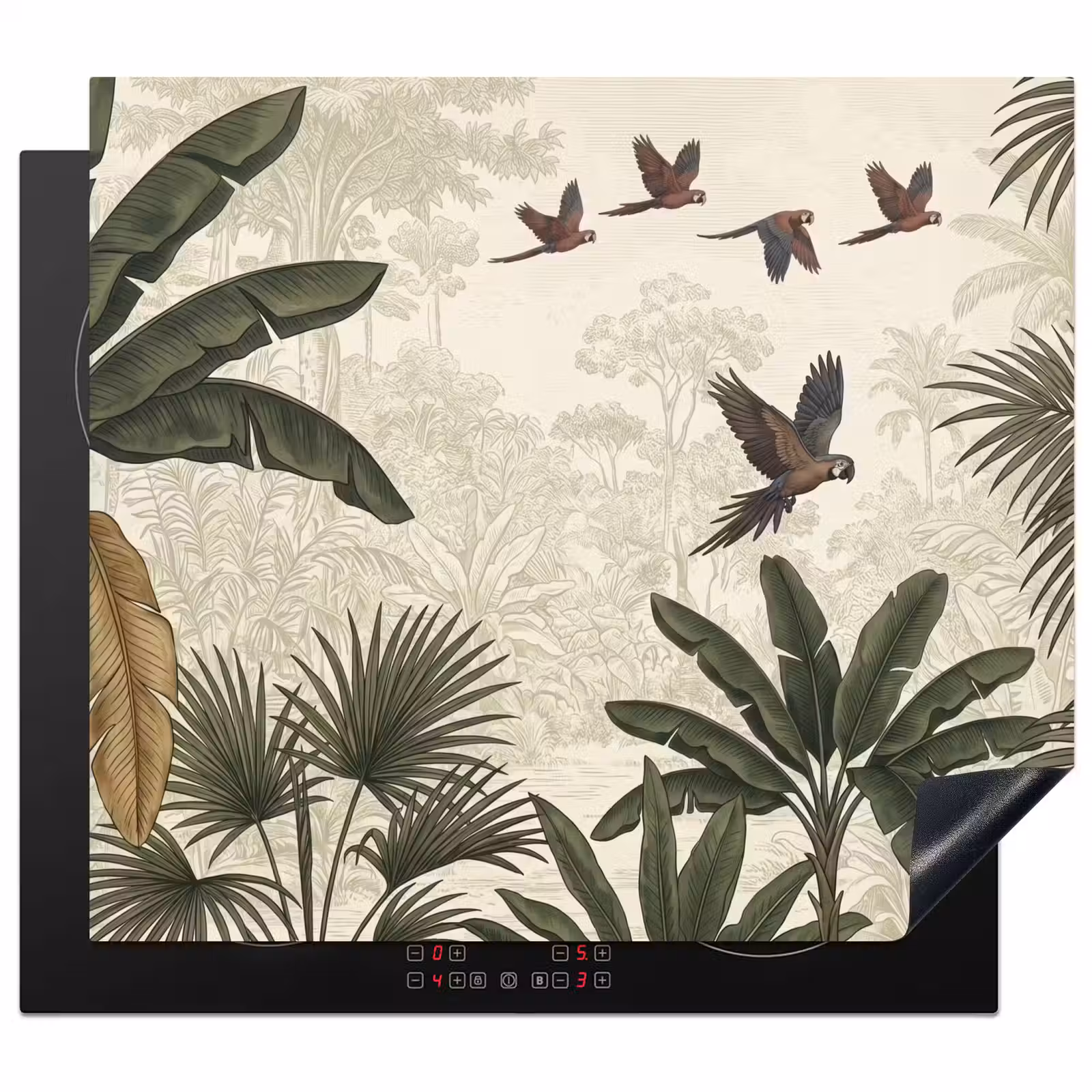 Inductie beschermer - Papagaaien - Jungle - Tropisch - Green — 1