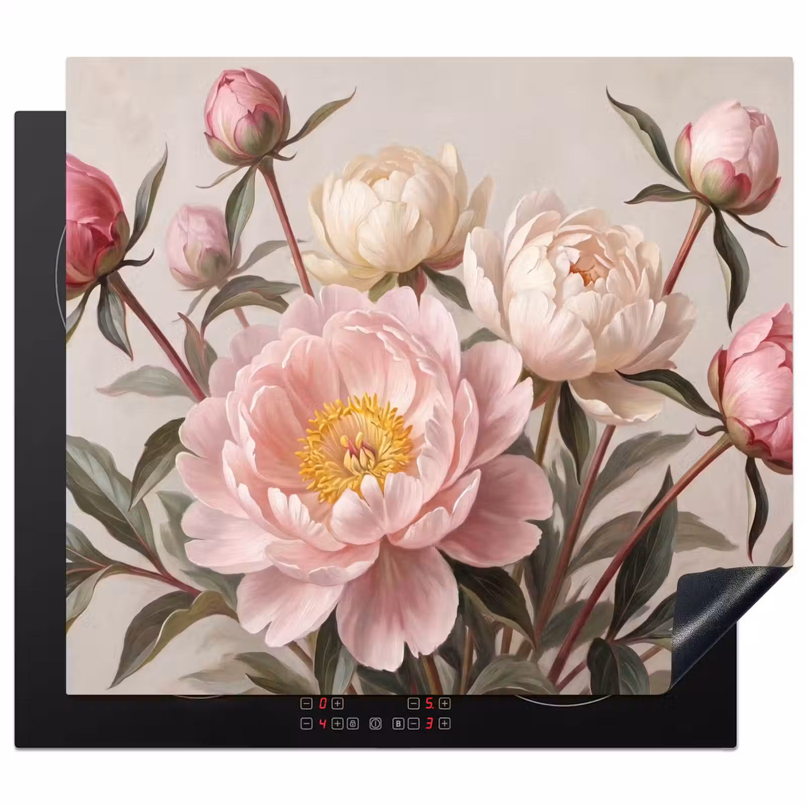 Inductie beschermer - Pioenrozen - Boeket - Roze — 1
