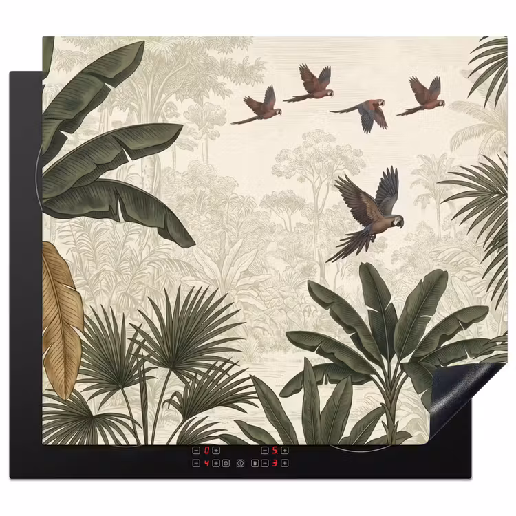 Inductie beschermer - Papagaaien - Jungle - Tropisch - Green