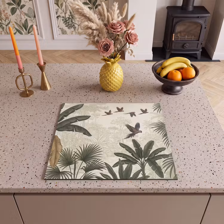 Inductie beschermer - Papagaaien - Jungle - Tropisch - Green — 2