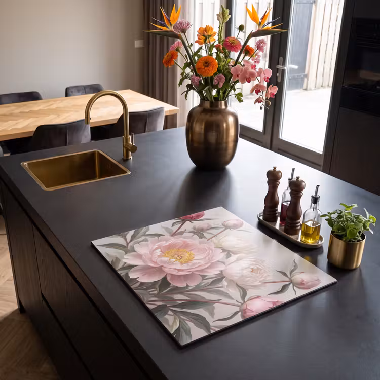 Inductie beschermer - Pioenrozen - Boeket - Roze — 5