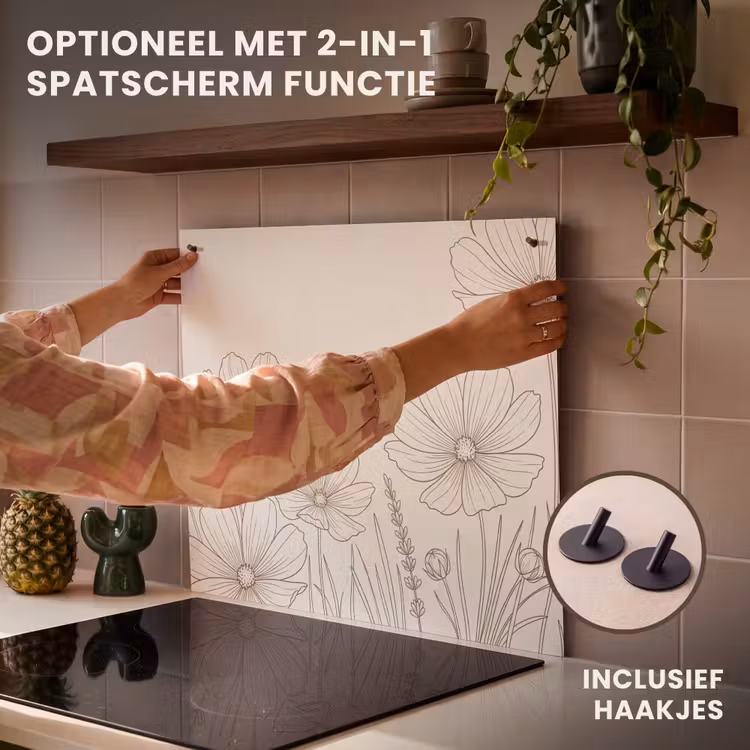 Inductie beschermer - Minimalistisch - Modern - Bloemen - Beige — 10
