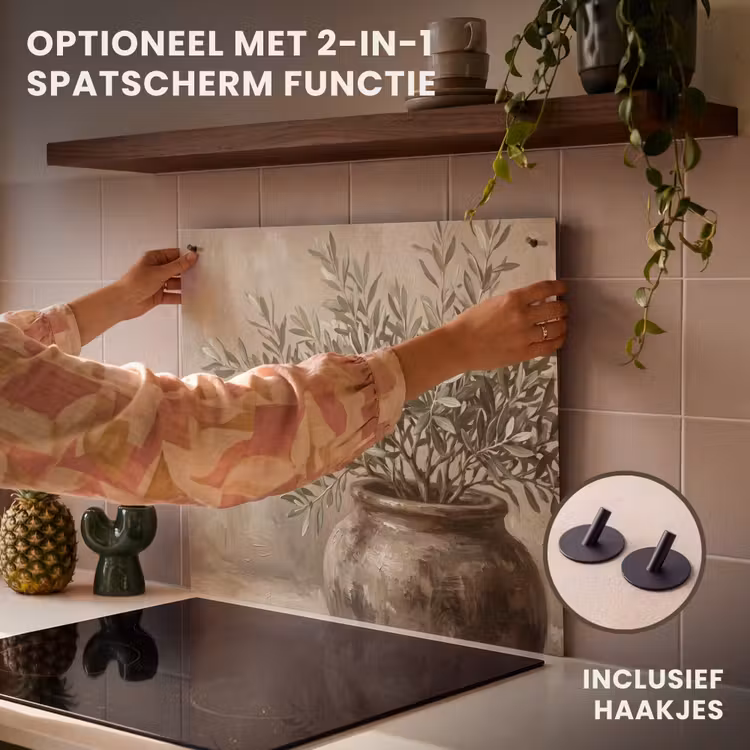 Inductie beschermer - Olijfplant - Aardenpot - Abstract - Beige — 10