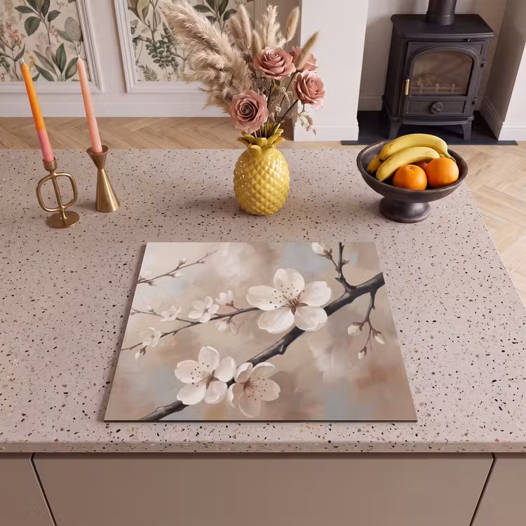 Inductie beschermer - Bloesem - Takken - Schilderij - Beige - Serene — 2