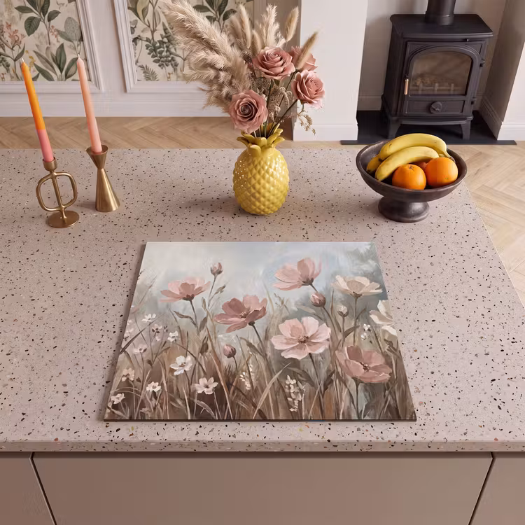 Inductie beschermer - Bloemen - Botanisch - Schilderij - Pastel - Rustiek — 2