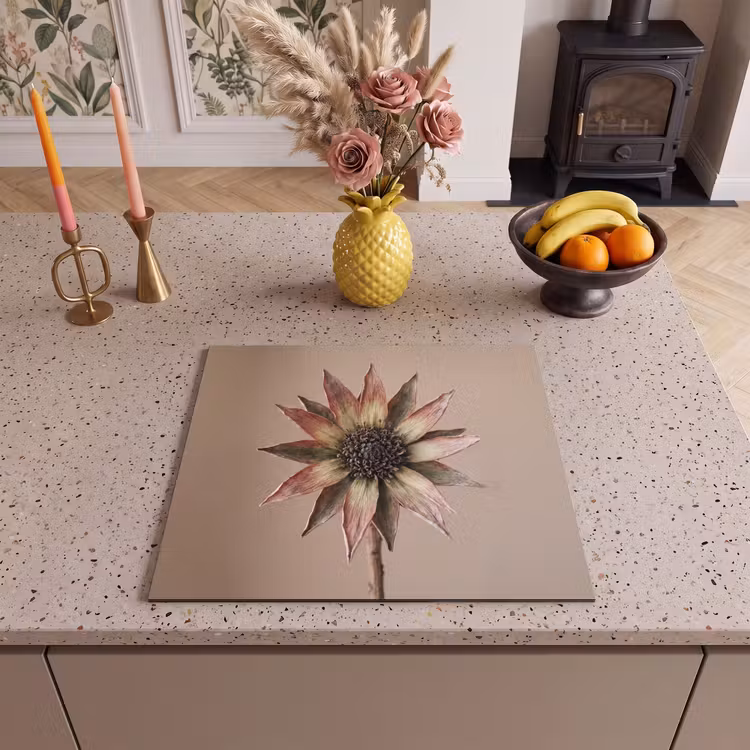 Inductie beschermer - Droogbloem - Protea - Vintage - Beige - Rustiek — 2