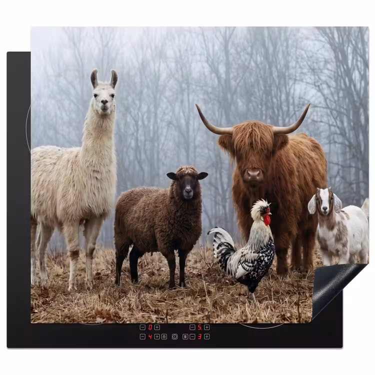 Inductie beschermer - Boerderijdieren - Groep - Mist - Natuur - Rustiek