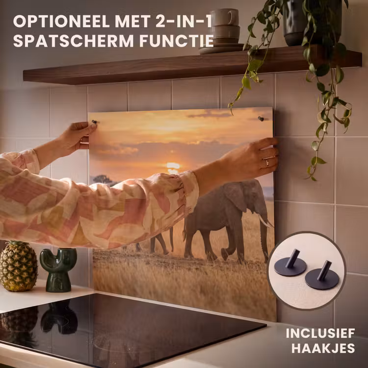 Inductie beschermer - Olifanten - Savanne - Zonsondergang - Afrika - Warm — 10