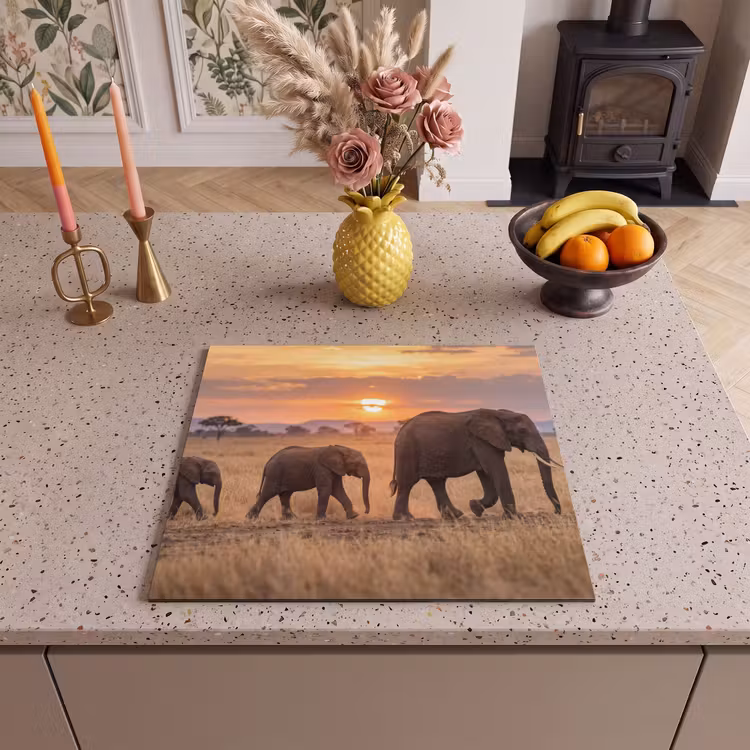 Inductie beschermer - Olifanten - Savanne - Zonsondergang - Afrika - Warm — 2
