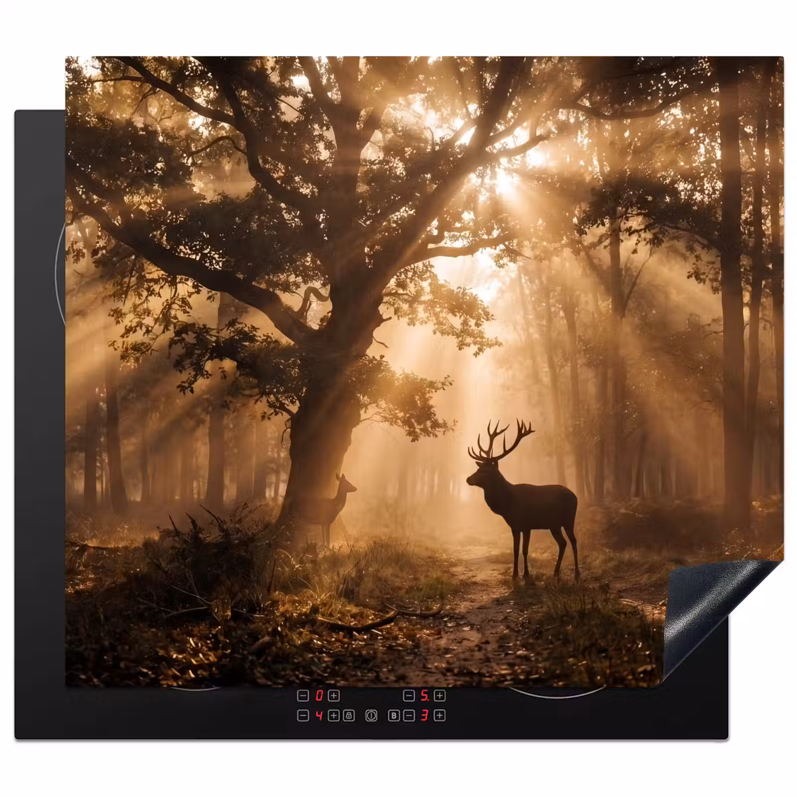 Inductie beschermer - Hert - Bos - Mistig - Natuur - Goud — 1