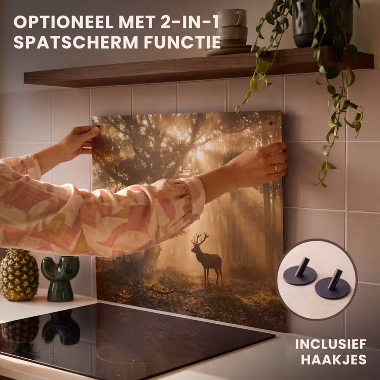 Inductie beschermer - Hert - Bos - Mistig - Natuur - Goud — 10