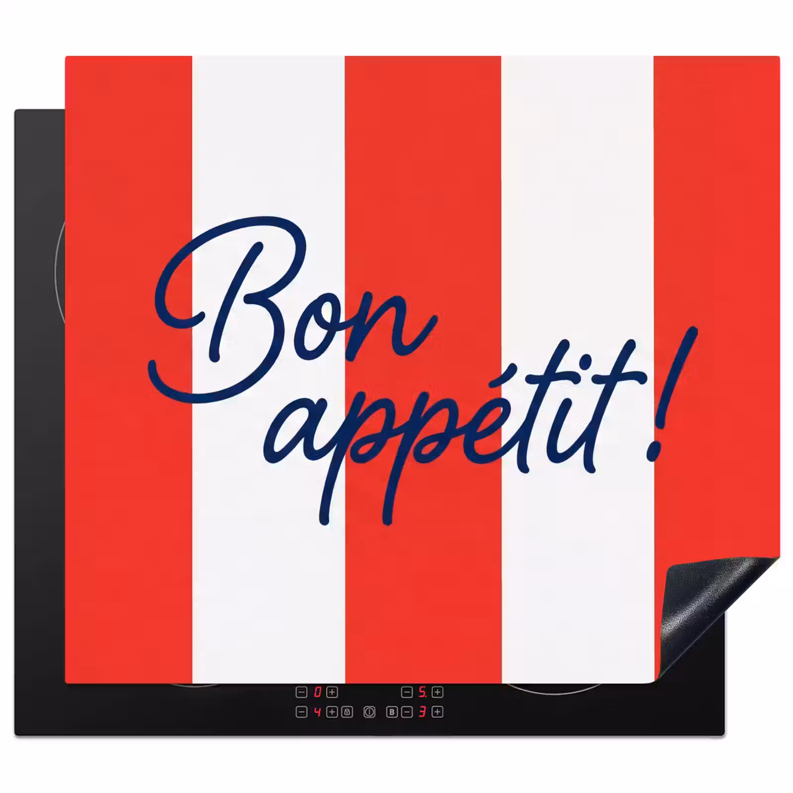 Inductie beschermer - Eten - Spreuk - Keuken - Grafisch - Rood-Wit — 1