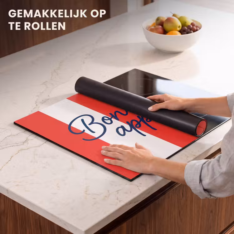 Inductie beschermer - Eten - Spreuk - Keuken - Grafisch - Rood-Wit — 7