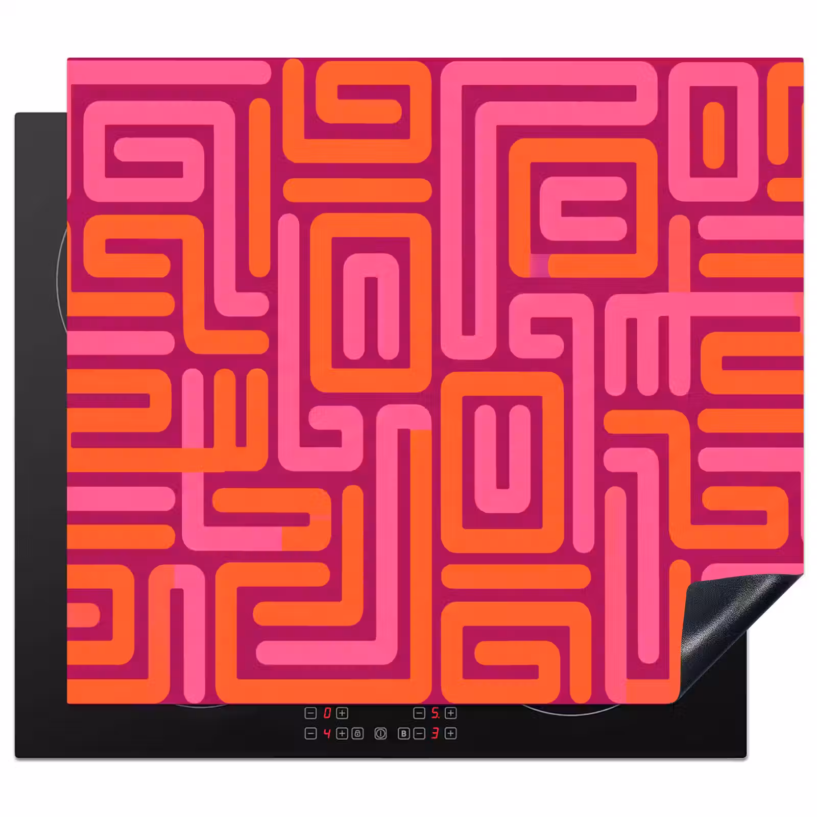 Inductie beschermer - Abstract - Patroon - Lijnen - Roze - Oranje — 1
