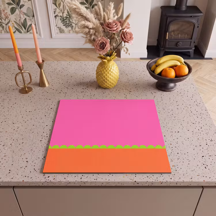Inductie beschermer - Abstract - Geometrisch - Kleurblokken - Roze - Oranje — 2