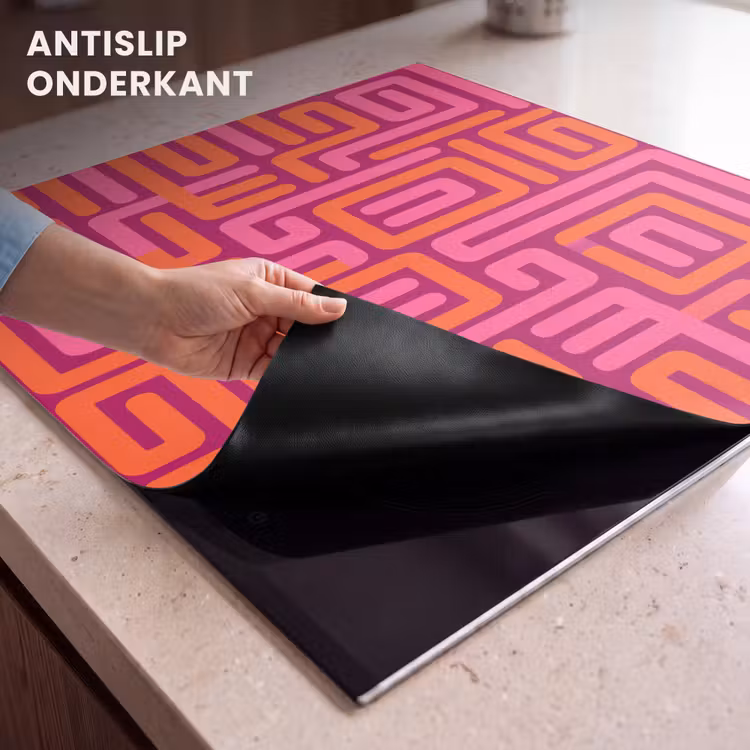 Inductie beschermer - Abstract - Patroon - Lijnen - Roze - Oranje — 9