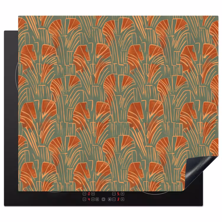 Inductie beschermer - Groen - Terracotta - Deco - Waaiers — 1