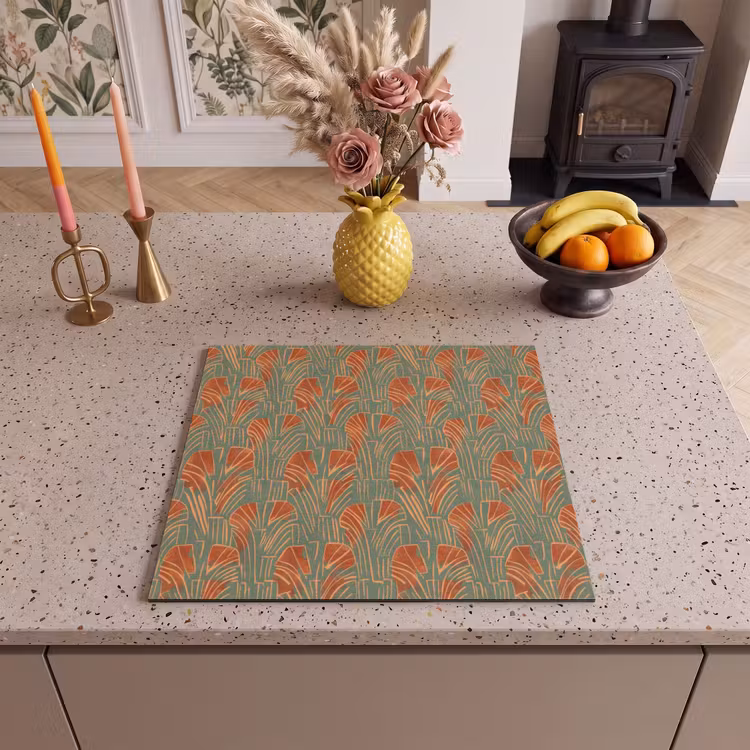 Inductie beschermer - Groen - Terracotta - Deco - Waaiers — 2