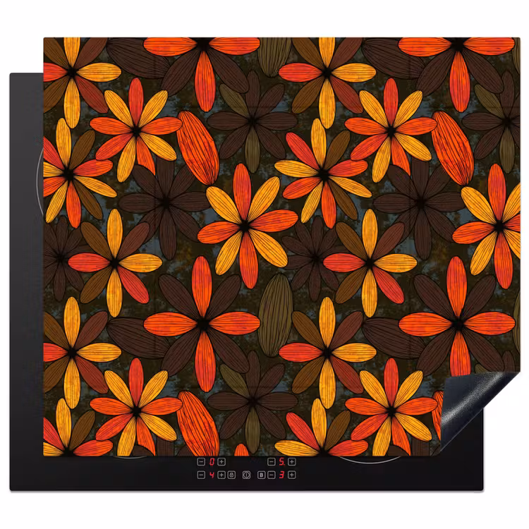 Inductie beschermer - Oranje - Retro - Bloemen - Herfst — 1