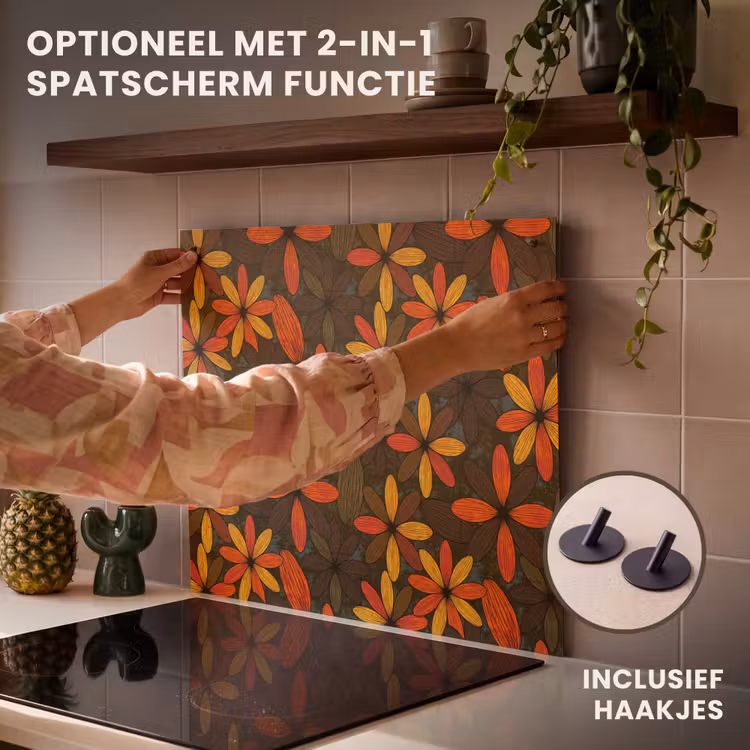 Inductie beschermer - Oranje - Retro - Bloemen - Herfst — 10