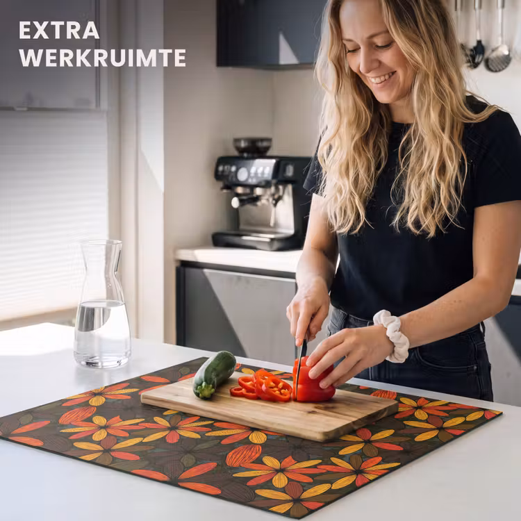 Inductie beschermer - Oranje - Retro - Bloemen - Herfst — 4