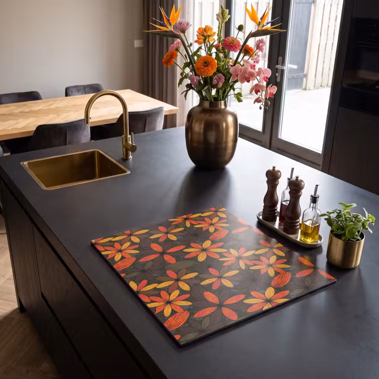 Inductie beschermer - Oranje - Retro - Bloemen - Herfst — 5