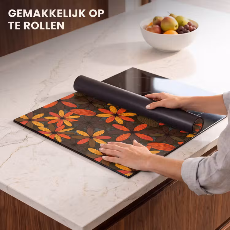 Inductie beschermer - Oranje - Retro - Bloemen - Herfst — 7