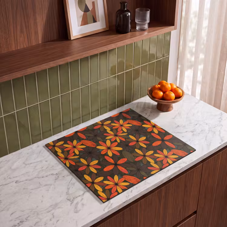 Inductie beschermer - Oranje - Retro - Bloemen - Herfst — 8
