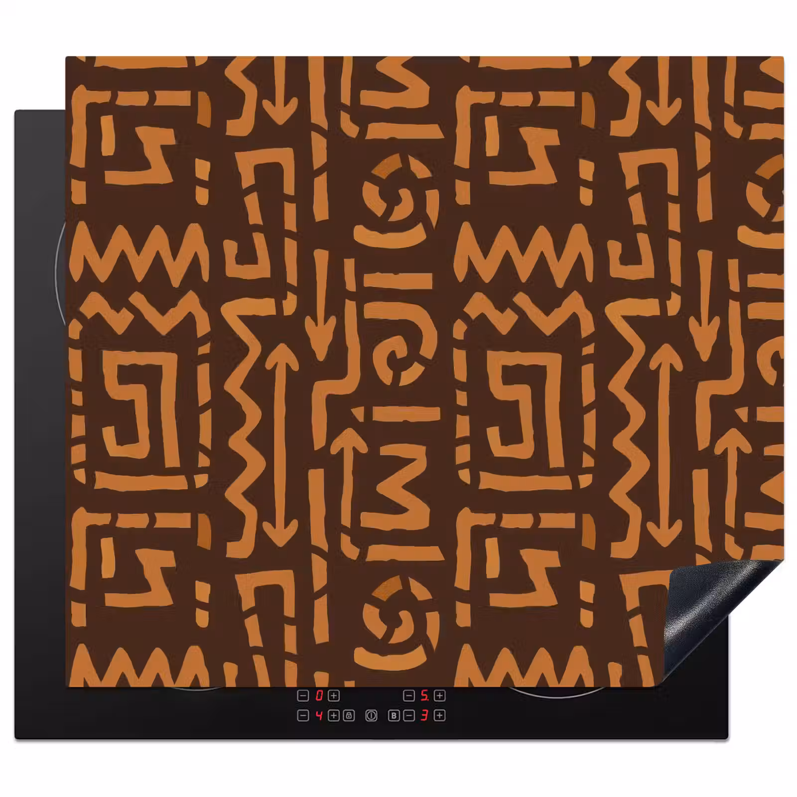 Inductie beschermer - Chocoladebruin - Etnisch - Tribaal - Symbolen — 1