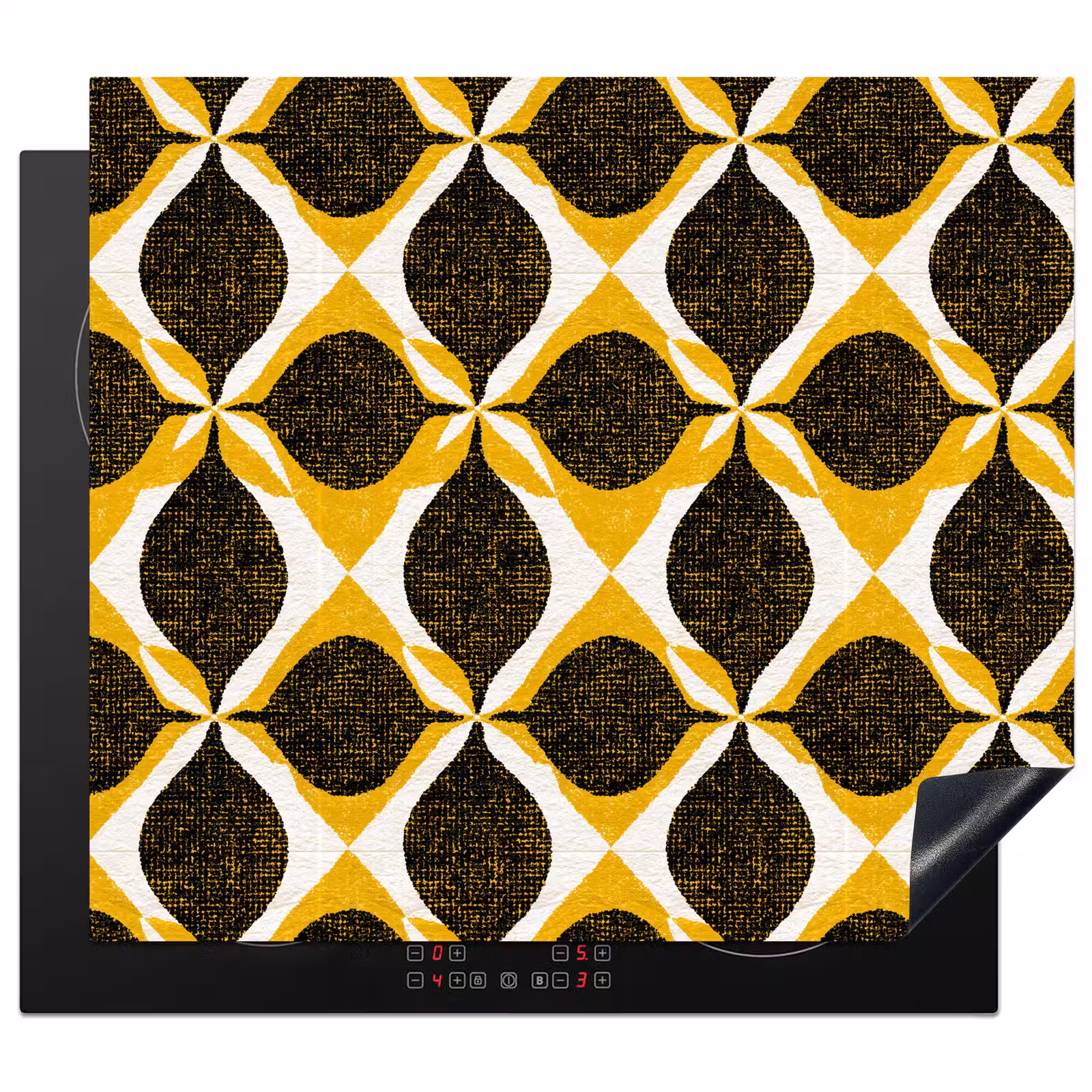 Inductie beschermer - Geel - Zwart - Geometrisch - Retro - Textuur — 1