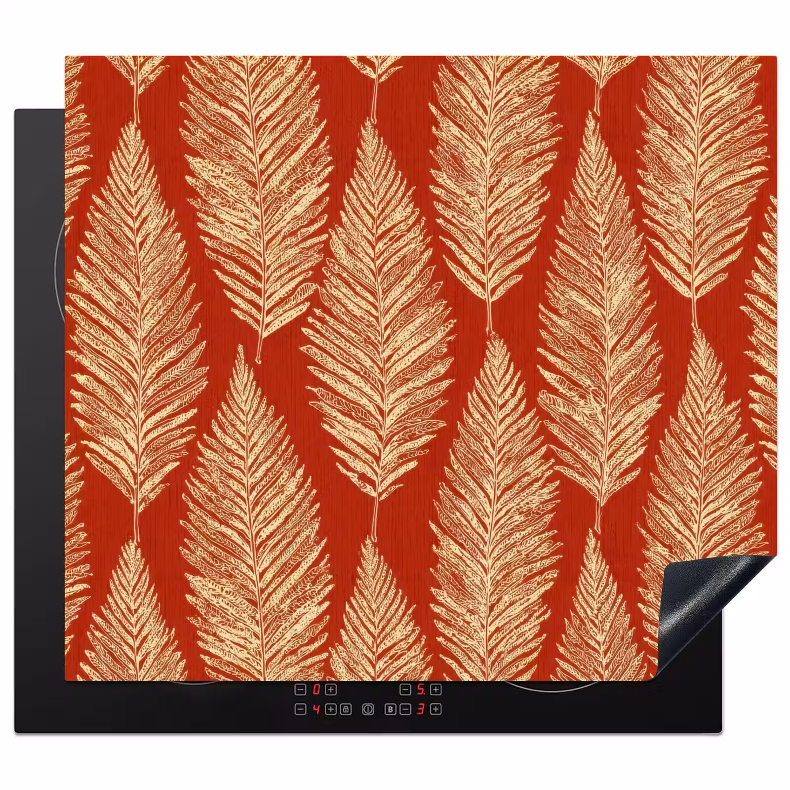 Inductie beschermer - Rood - Botanisch - Varen - Patroon — 1