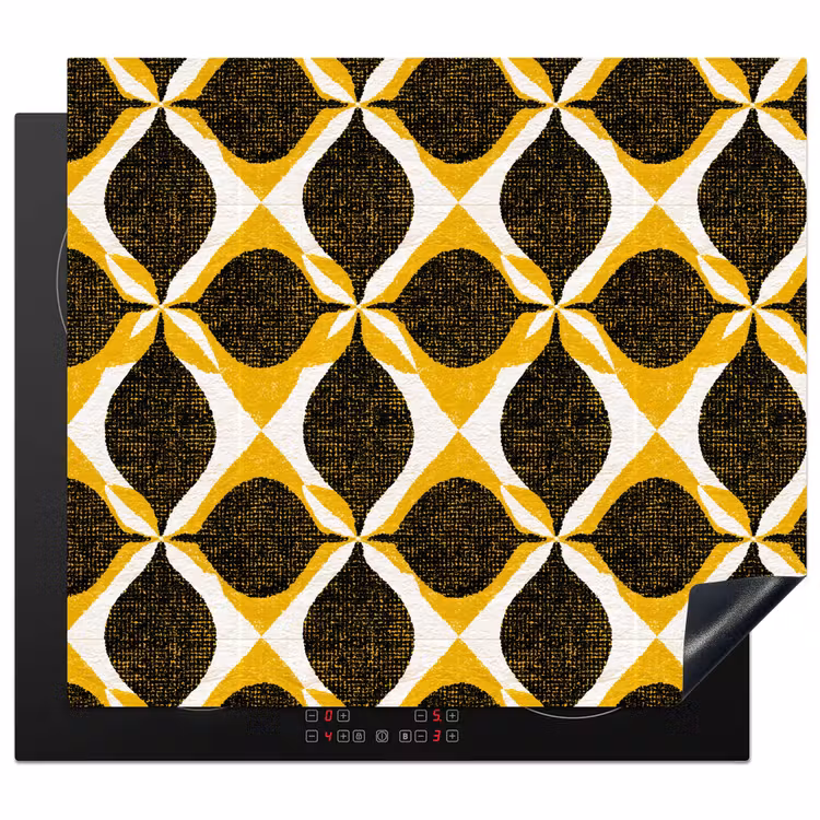 Inductie beschermer - Geel - Zwart - Geometrisch - Retro - Textuur — 1