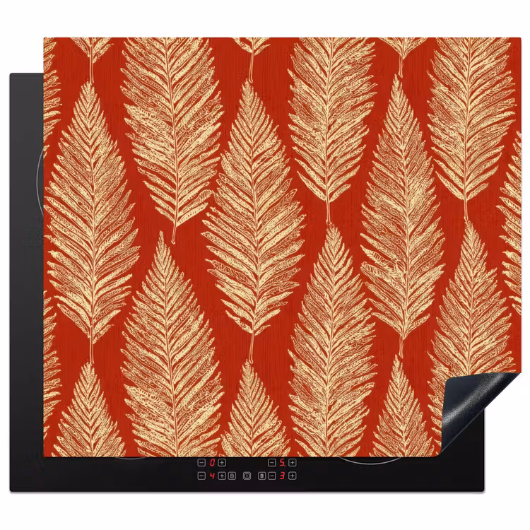 Inductie beschermer - Rood - Botanisch - Varen - Patroon — 1