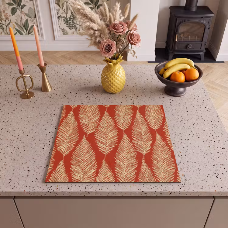 Inductie beschermer - Rood - Botanisch - Varen - Patroon — 2