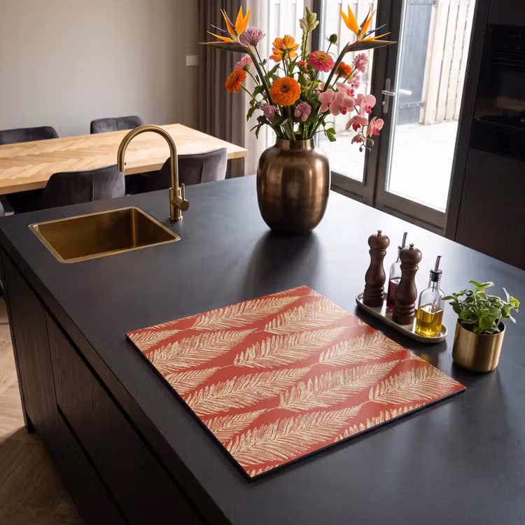 Inductie beschermer - Rood - Botanisch - Varen - Patroon — 5