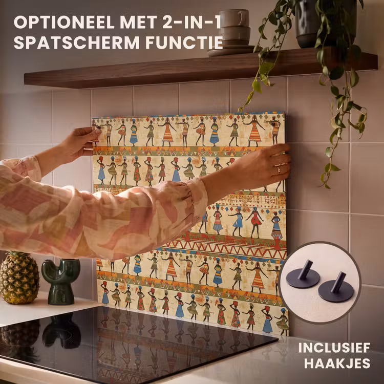 Inductie beschermer - Kleurrijk - Afrikaans - Etnisch - Dansende Vrouwen - Patroon — 10